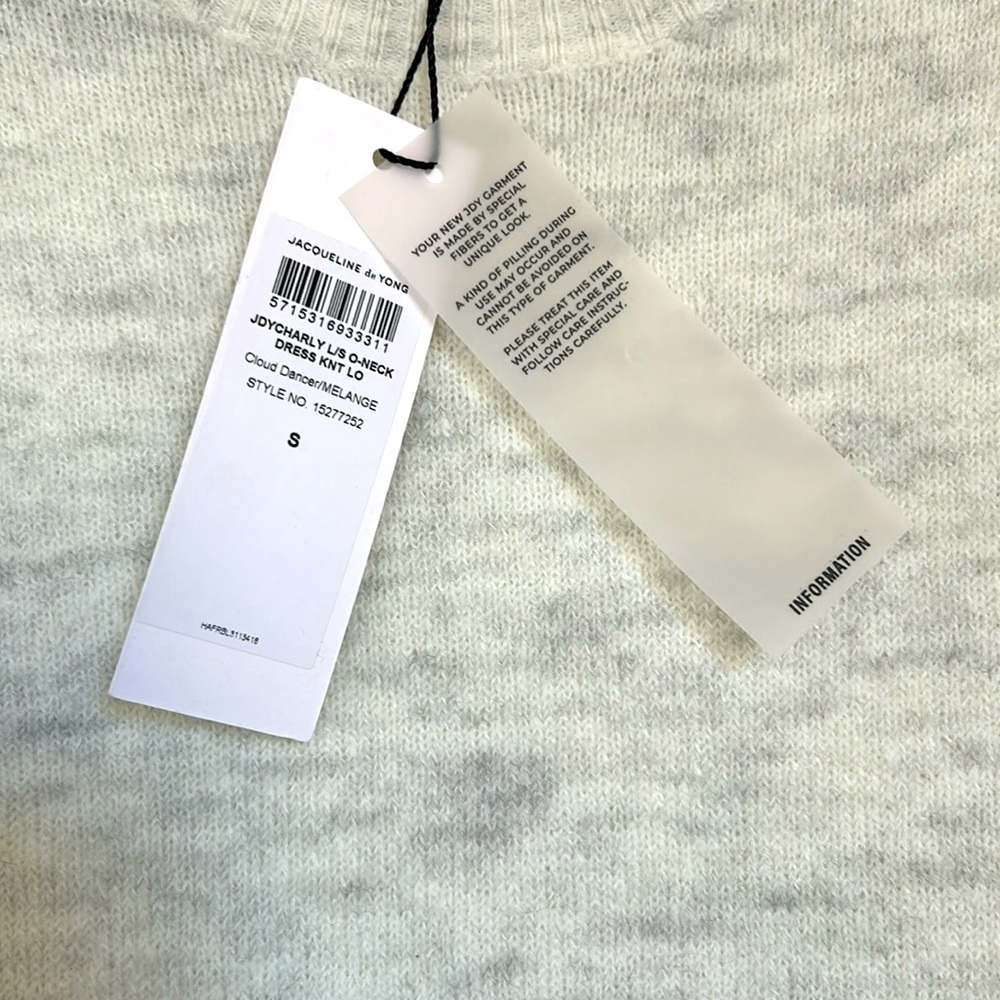 NWT JDY Oversized White Knit Ribbed Long Sleeve O Neck Sweater Dress - Picture 6 of 9